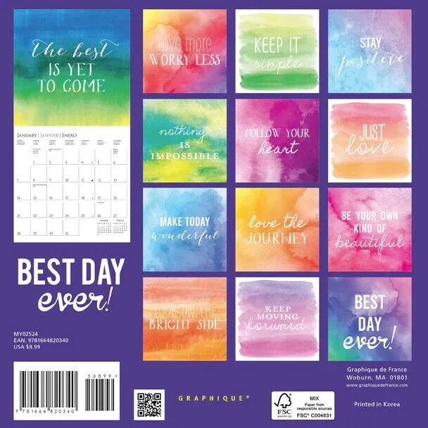 Graphique Best Day Ever 2024 7 x 7 Mini Calendar