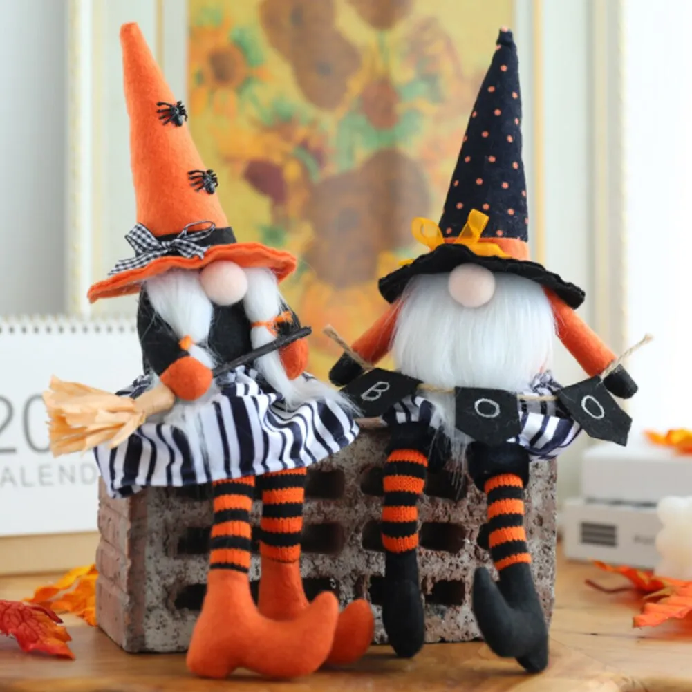 Halloween Doll Bar Decor Gnome Plush Figurines Witch Handmade Gnome Statue Halloween Kids Gift Happy Halloween Party