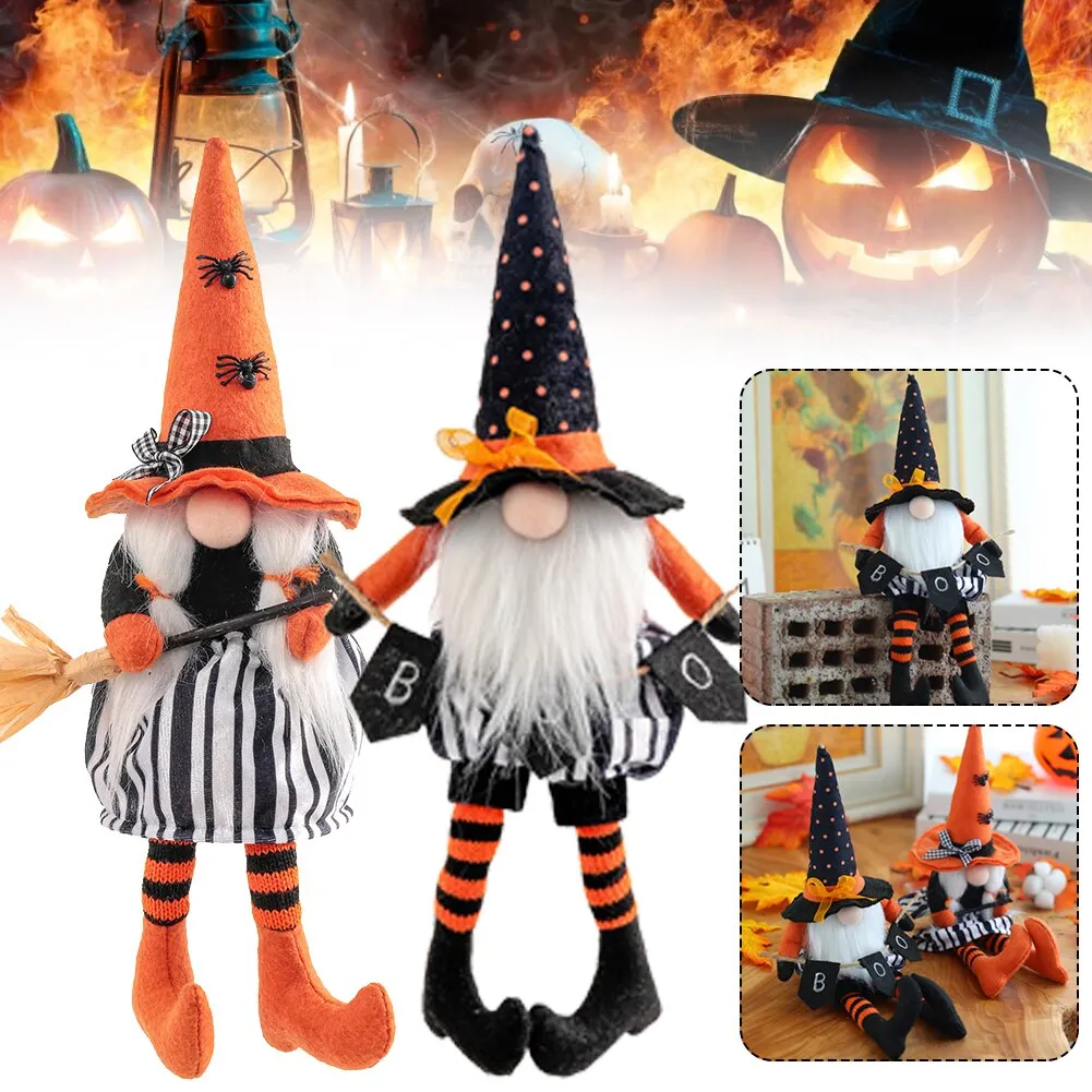 Halloween Doll Bar Decor Gnome Plush Figurines Witch Handmade Gnome Statue Halloween Kids Gift Happy Halloween Party