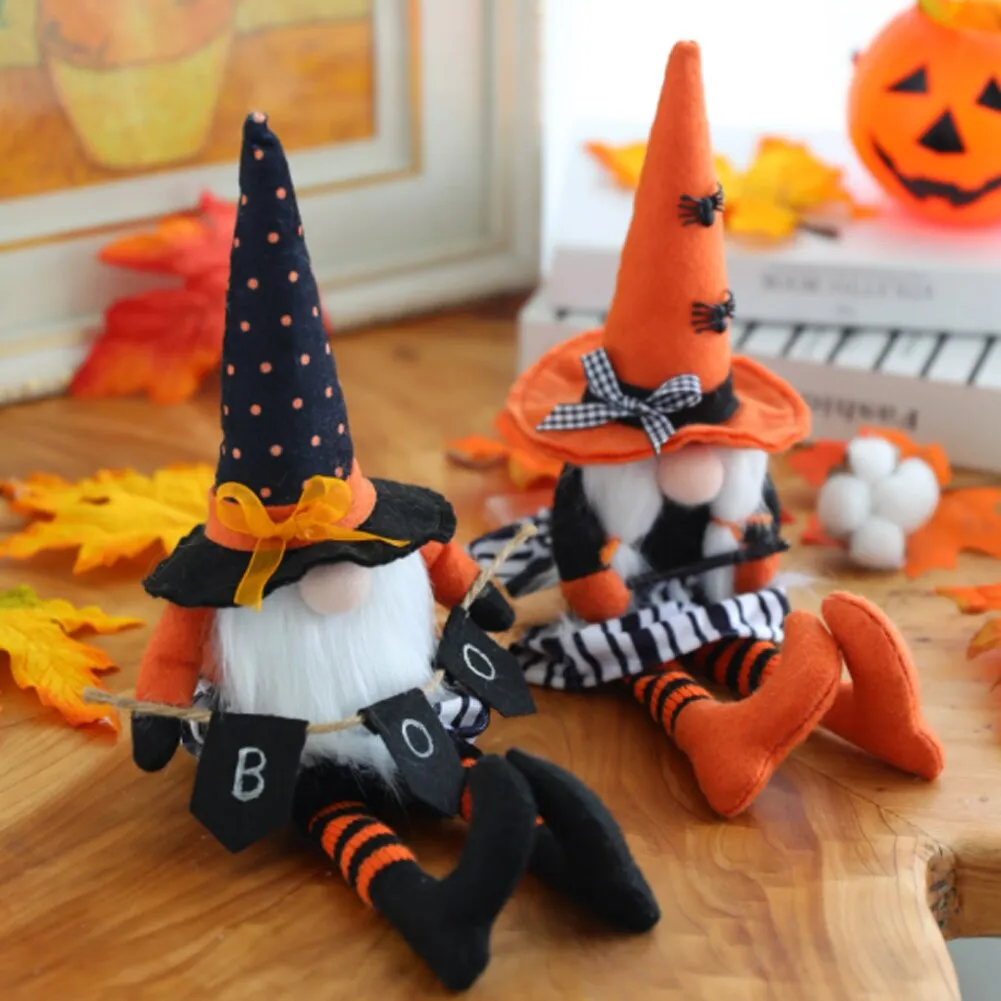 Halloween Doll Bar Decor Gnome Plush Figurines Witch Handmade Gnome Statue Halloween Kids Gift Happy Halloween Party