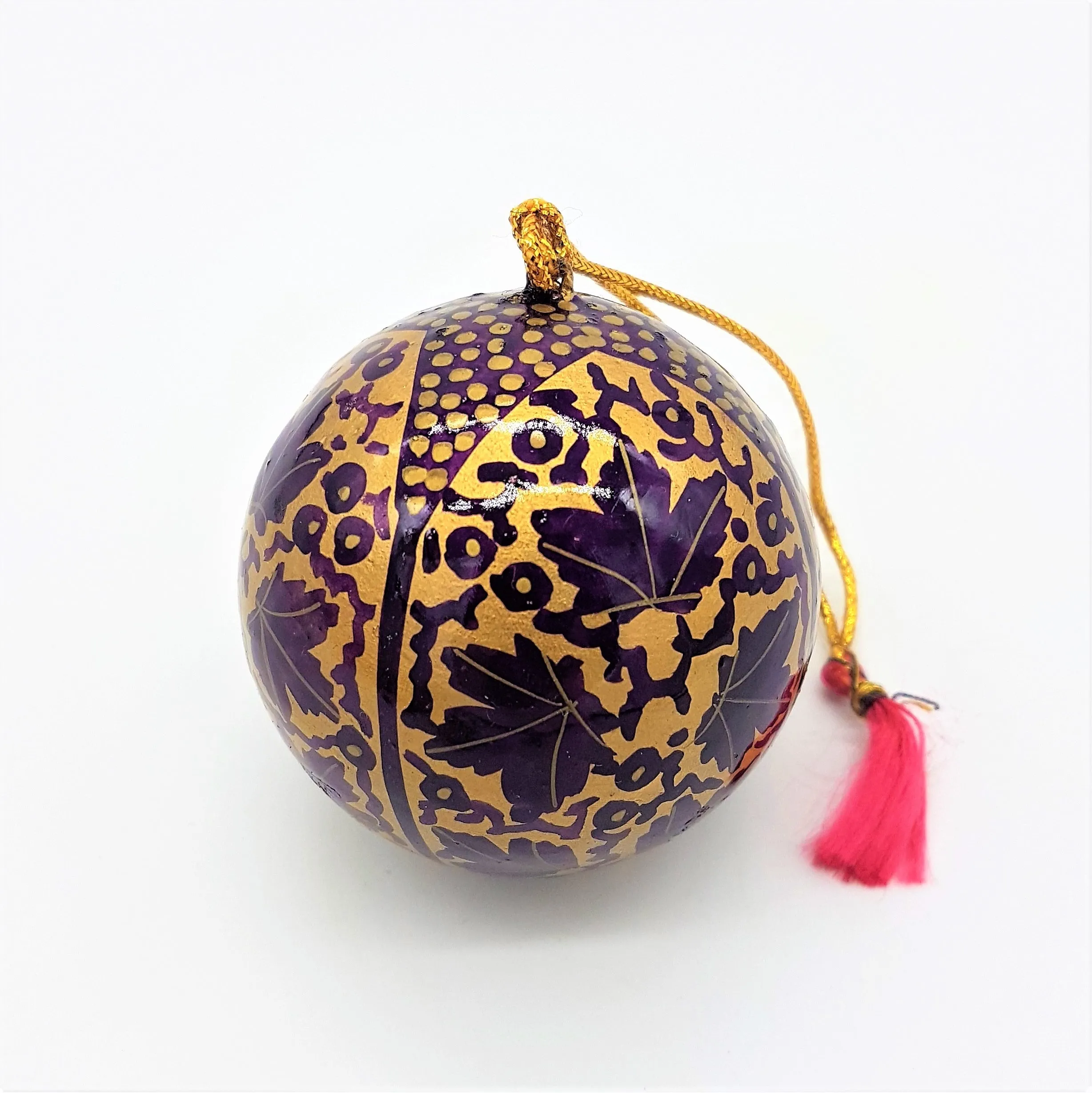 Hand-Painted Papier Maché Bauble - Choice of Four Colours