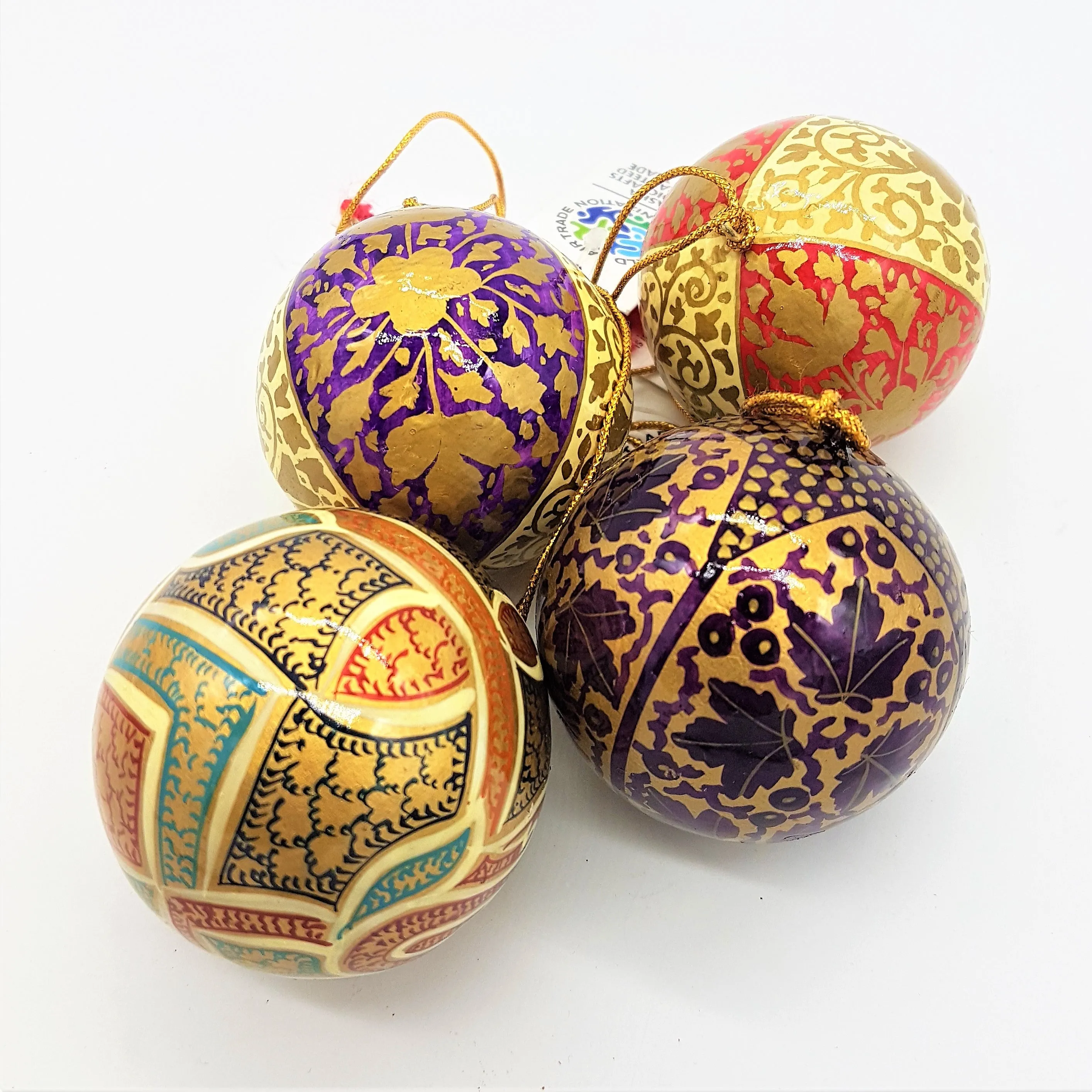 Hand-Painted Papier Maché Bauble - Choice of Four Colours