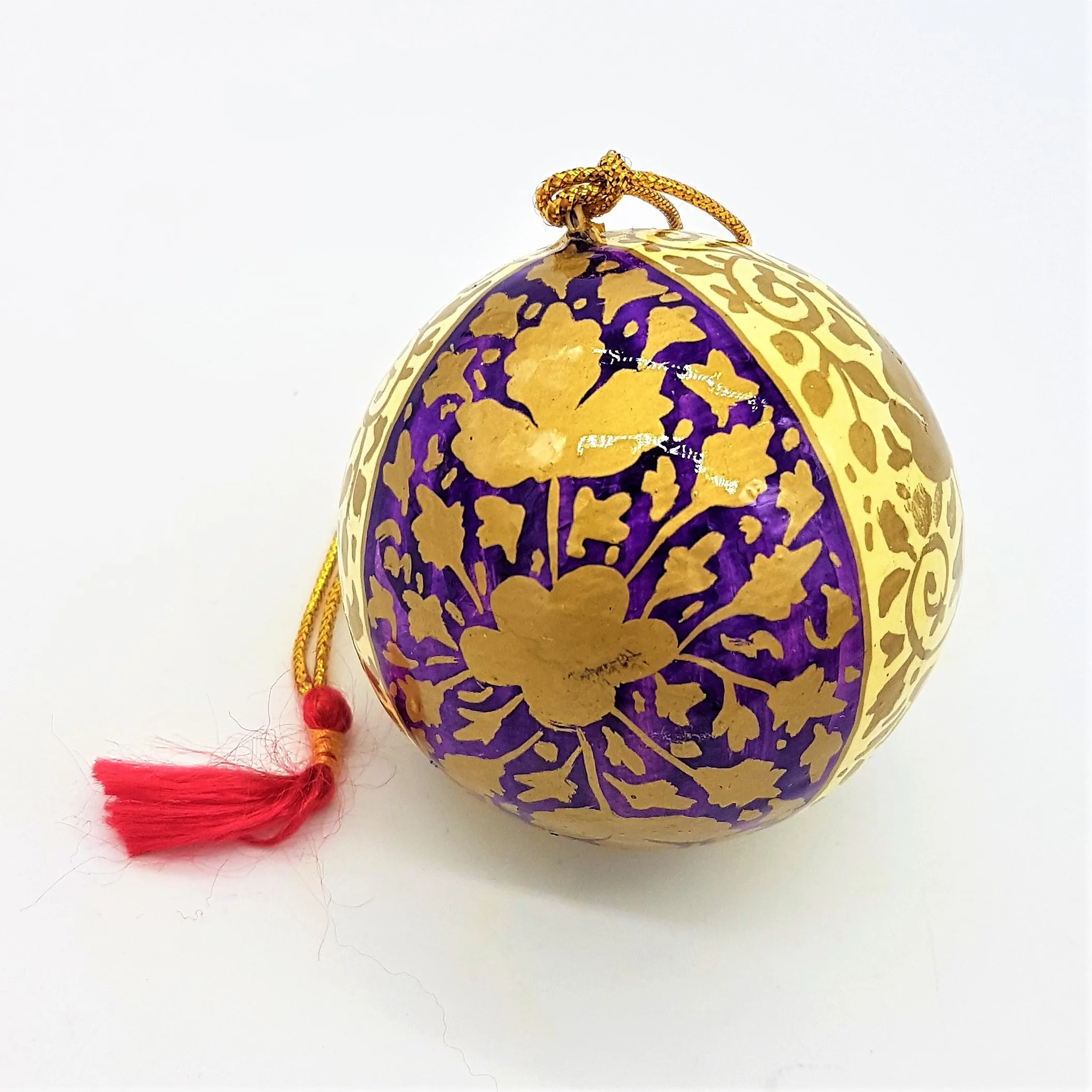 Hand-Painted Papier Maché Bauble - Choice of Four Colours