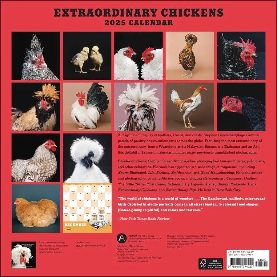 Harry Abrams Extraordinary Chickens 12x12 2025 Wall Calendar