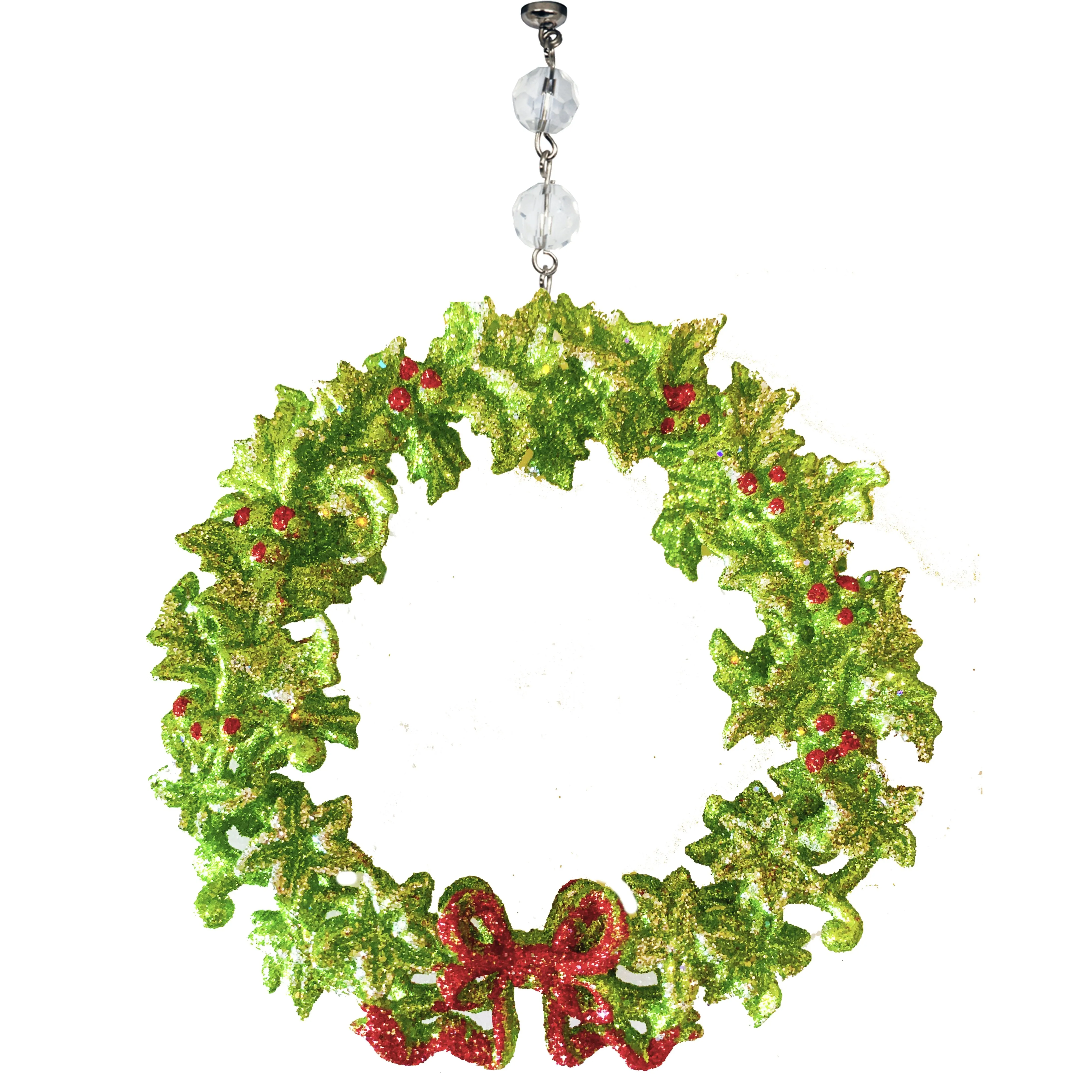 HOLIDAY CHANDELIER MAKEOVER KIT - (3) Bow Wreath   (3) 12" Red/Green Bead Crystal Garland