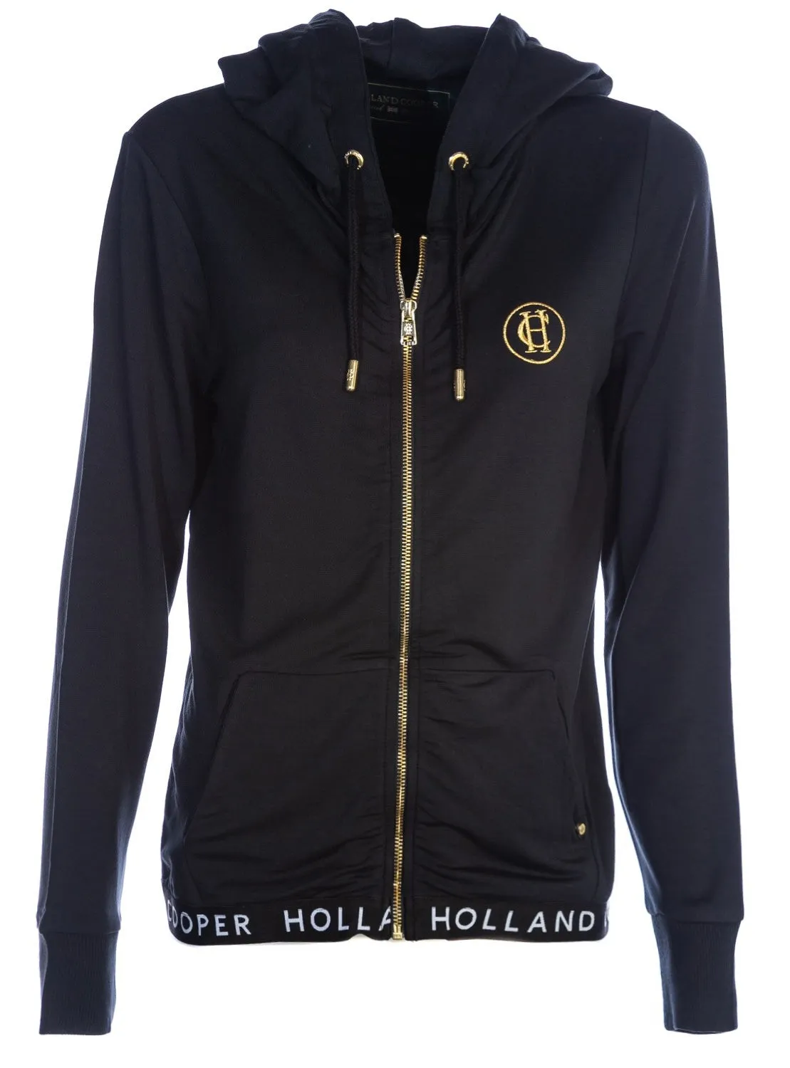 Holland Cooper Zip Lounge Ladies Hoodie Sweat Top in Black