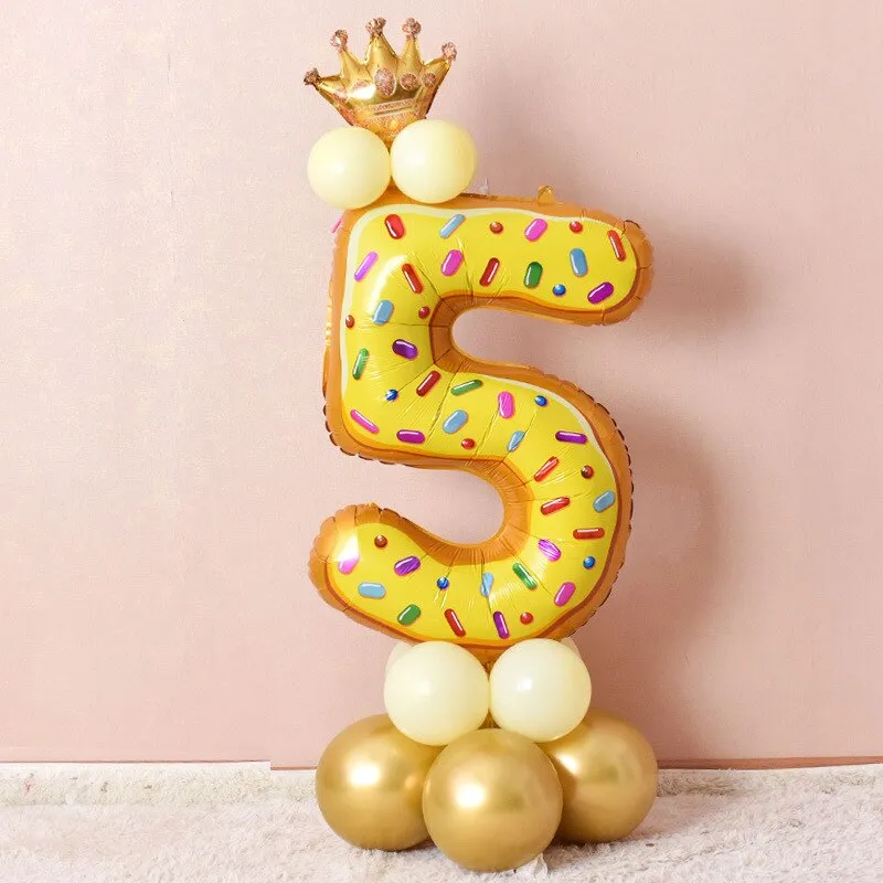 Kids Donut Birthday Party 42 Inch Digital Foil Balloon Baby Shower Happy Birthday Decoration Inflatable Ball Sweet Kids Party