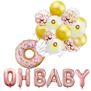 Kids Donut Birthday Party 42 Inch Digital Foil Balloon Baby Shower Happy Birthday Decoration Inflatable Ball Sweet Kids Party