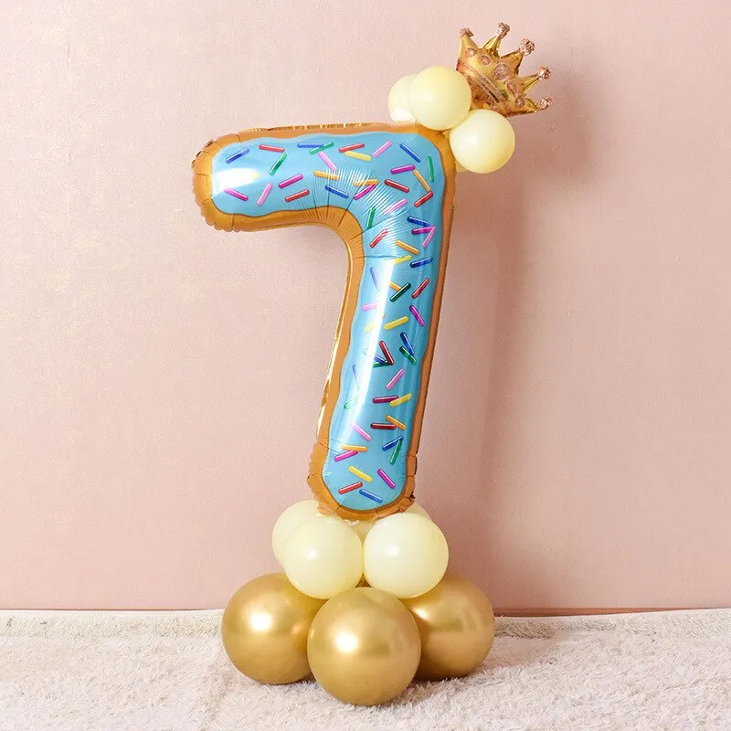 Kids Donut Birthday Party 42 Inch Digital Foil Balloon Baby Shower Happy Birthday Decoration Inflatable Ball Sweet Kids Party