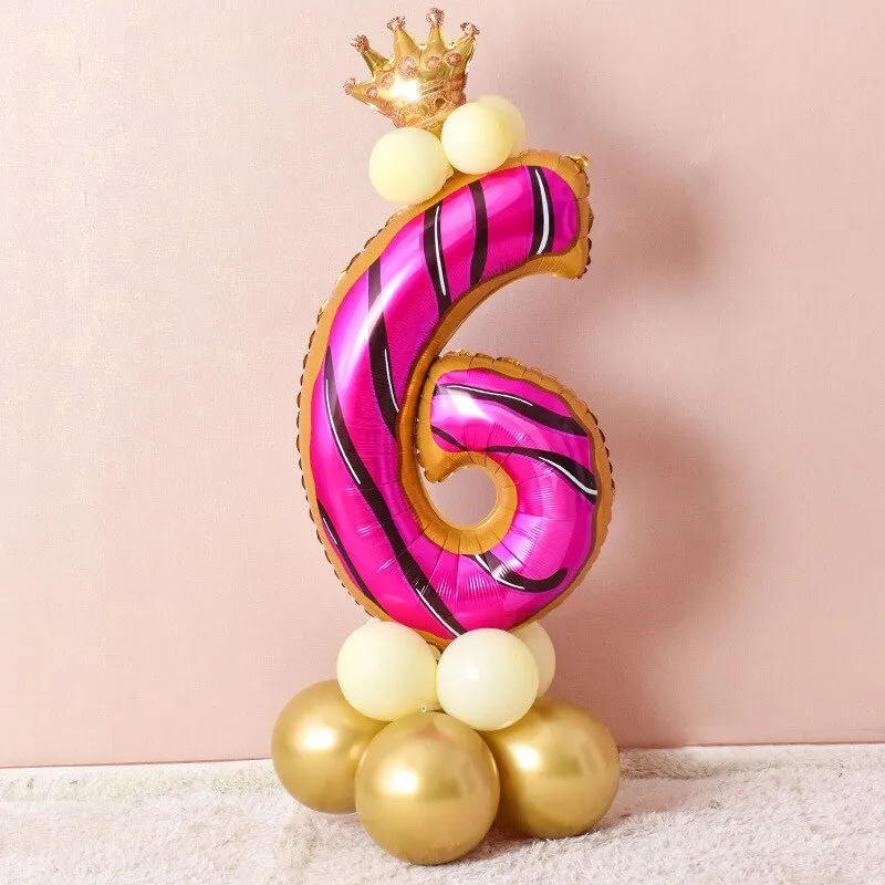 Kids Donut Birthday Party 42 Inch Digital Foil Balloon Baby Shower Happy Birthday Decoration Inflatable Ball Sweet Kids Party