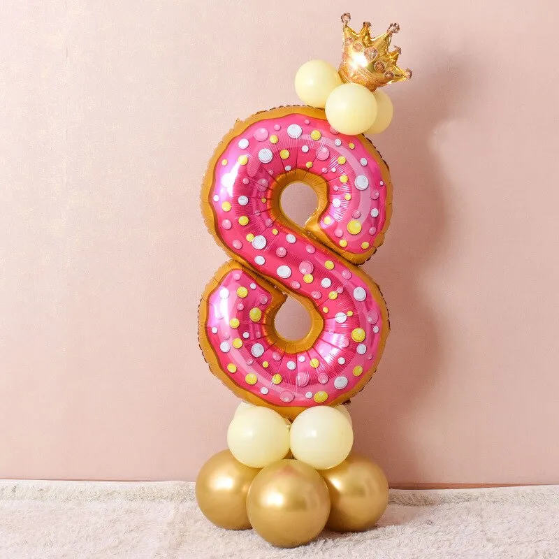 Kids Donut Birthday Party 42 Inch Digital Foil Balloon Baby Shower Happy Birthday Decoration Inflatable Ball Sweet Kids Party