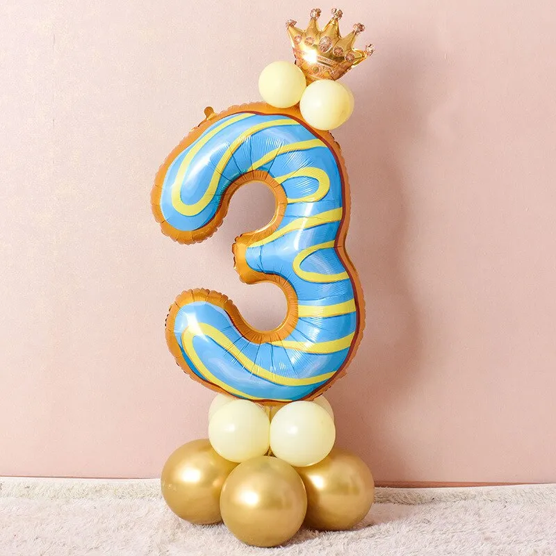 Kids Donut Birthday Party 42 Inch Digital Foil Balloon Baby Shower Happy Birthday Decoration Inflatable Ball Sweet Kids Party