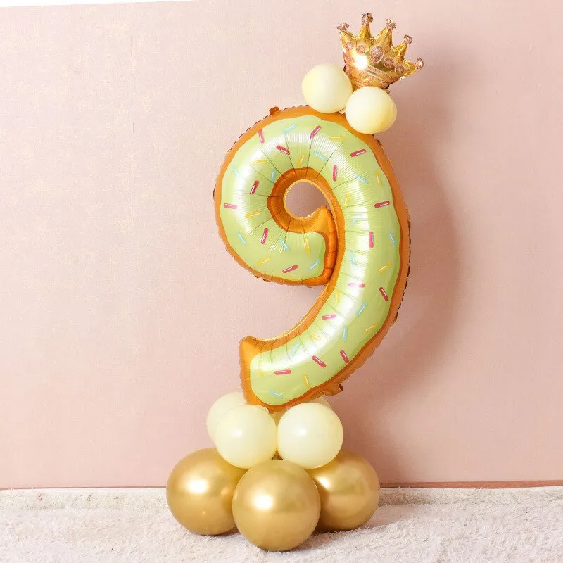 Kids Donut Birthday Party 42 Inch Digital Foil Balloon Baby Shower Happy Birthday Decoration Inflatable Ball Sweet Kids Party