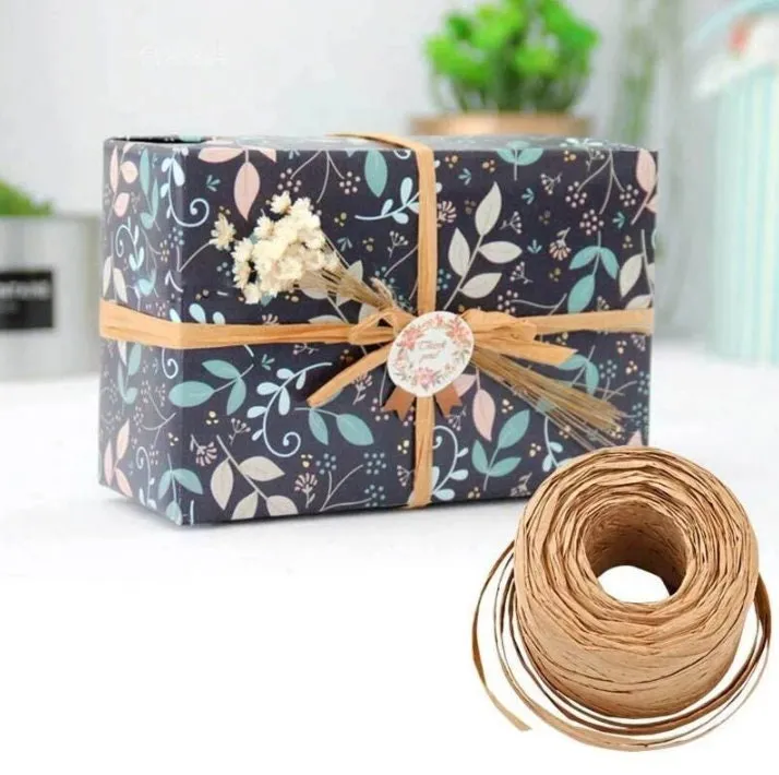 Kraft Raffia, Degradable Paper Ribbon, Gift Ribbon, Eco Friendly Gift Wrapping and Packaging, Craft Supply, Paper Raffia, 200 Yards Spool