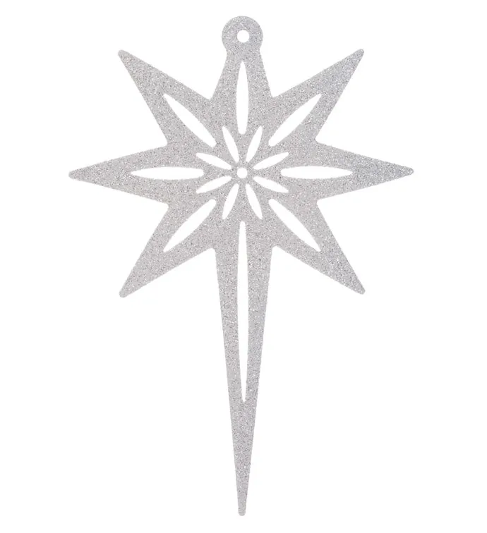 Large White Glitter Hanging North Star Ornament