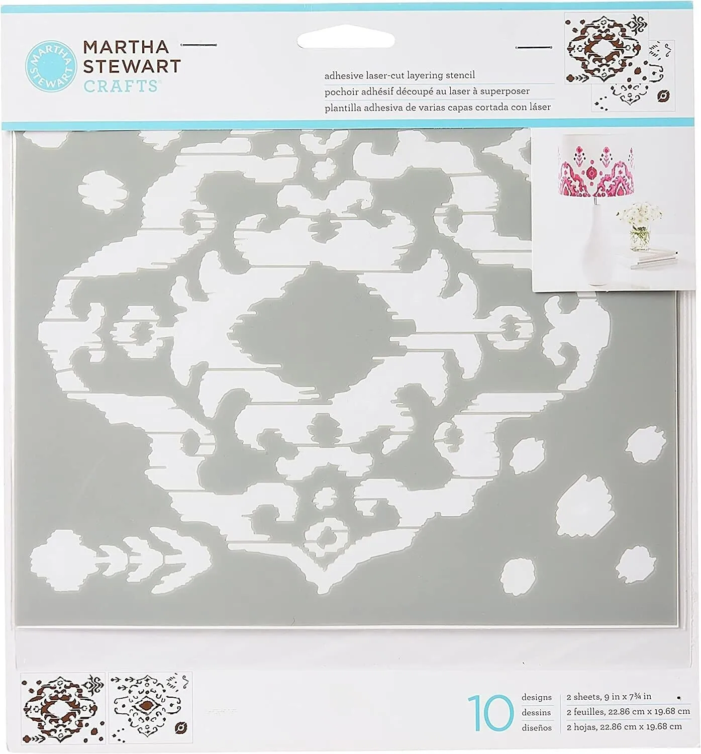 Martha Stewart Adhesive Stencils 2 Sheets Ikat