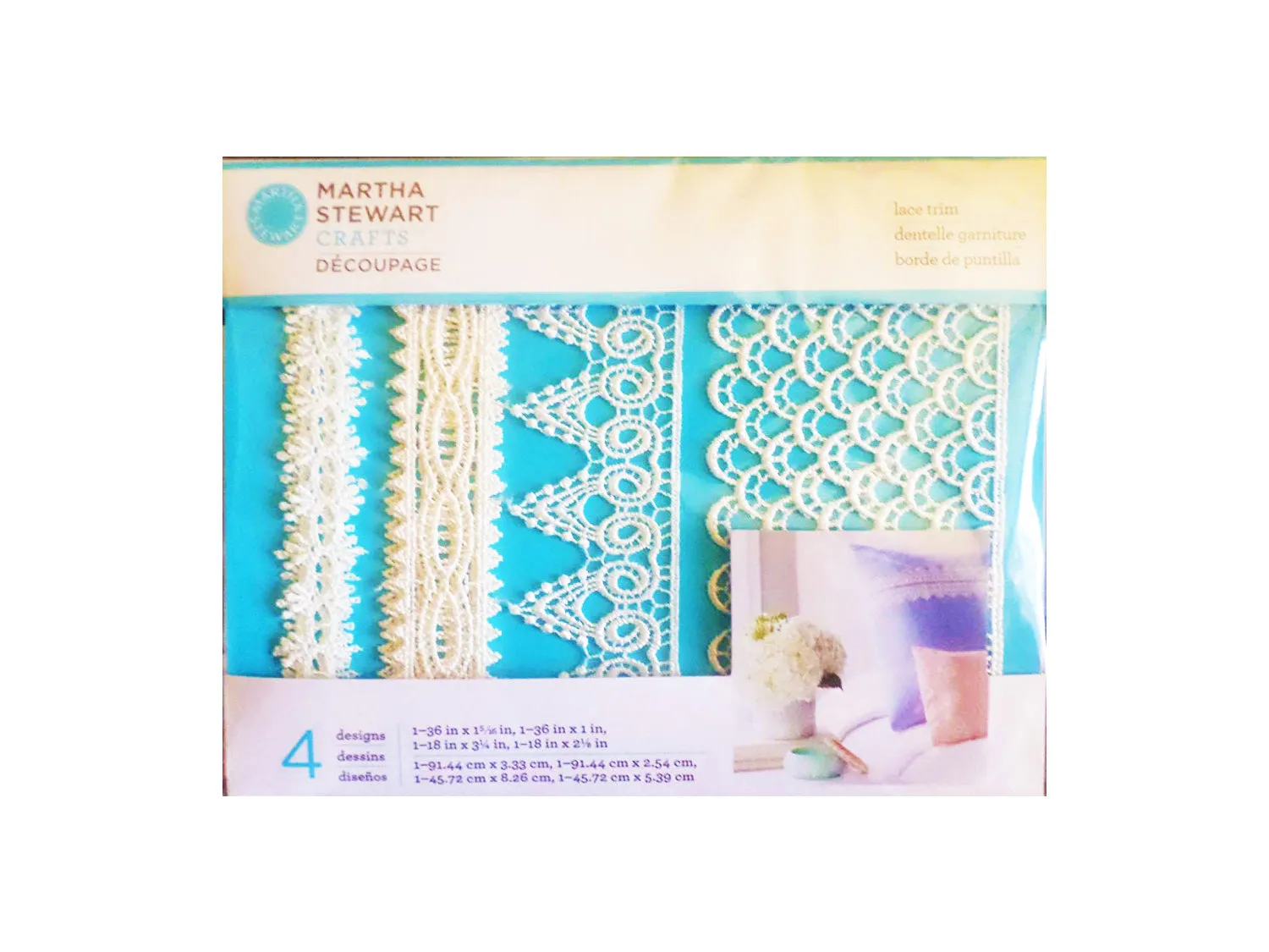 Martha Stewart Decoupage Lace Trim Geometric Ivory