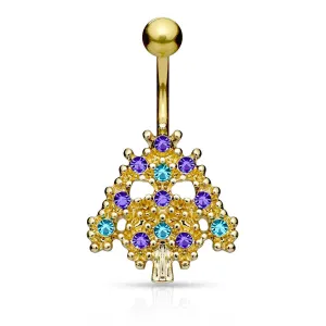 Merry Baubles Christmas Tree Belly Ring