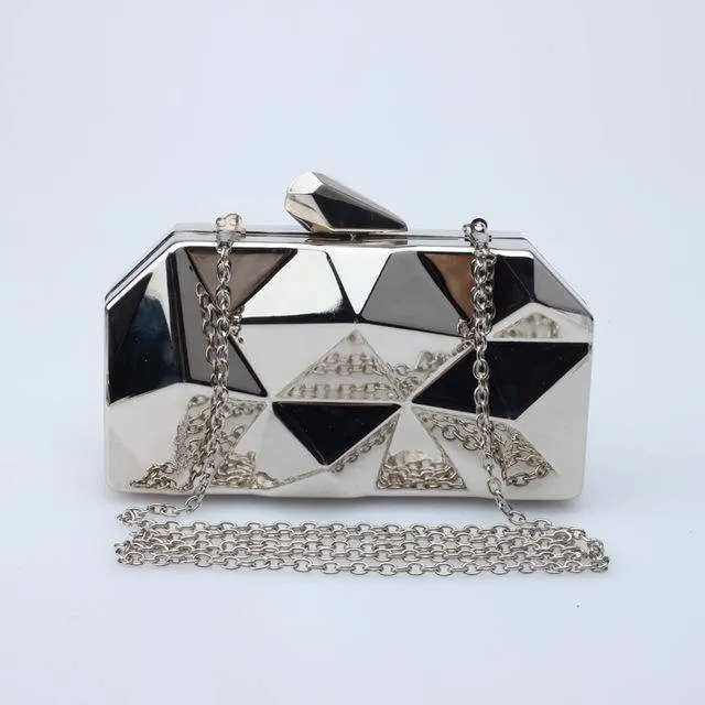 Metal Liquid Geometric clutch, Evening Bag