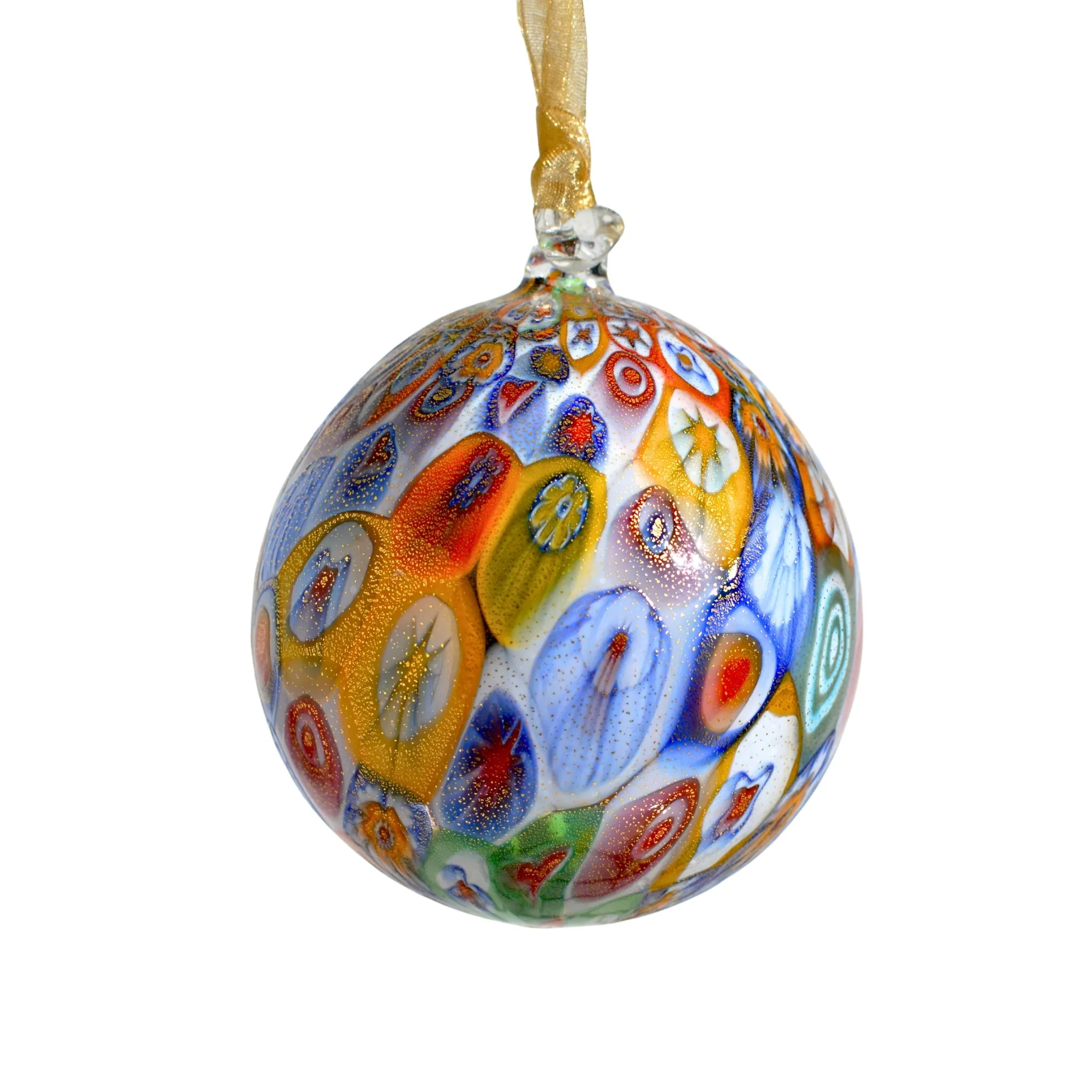 Murano Blown Glass Millefiori Mosaic Holiday Ornament; Multiple colors