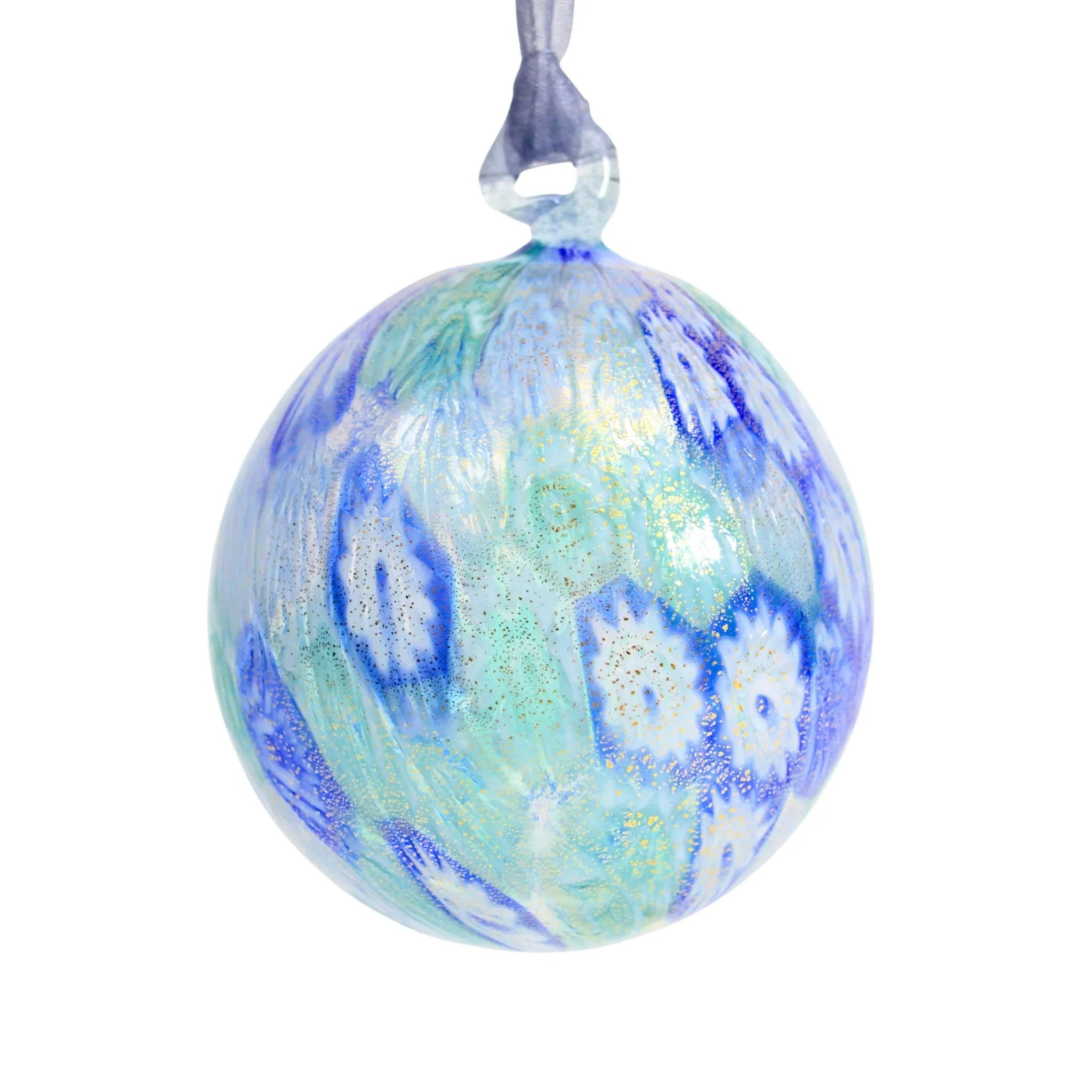 Murano Blown Glass Millefiori Mosaic Holiday Ornament; Multiple colors