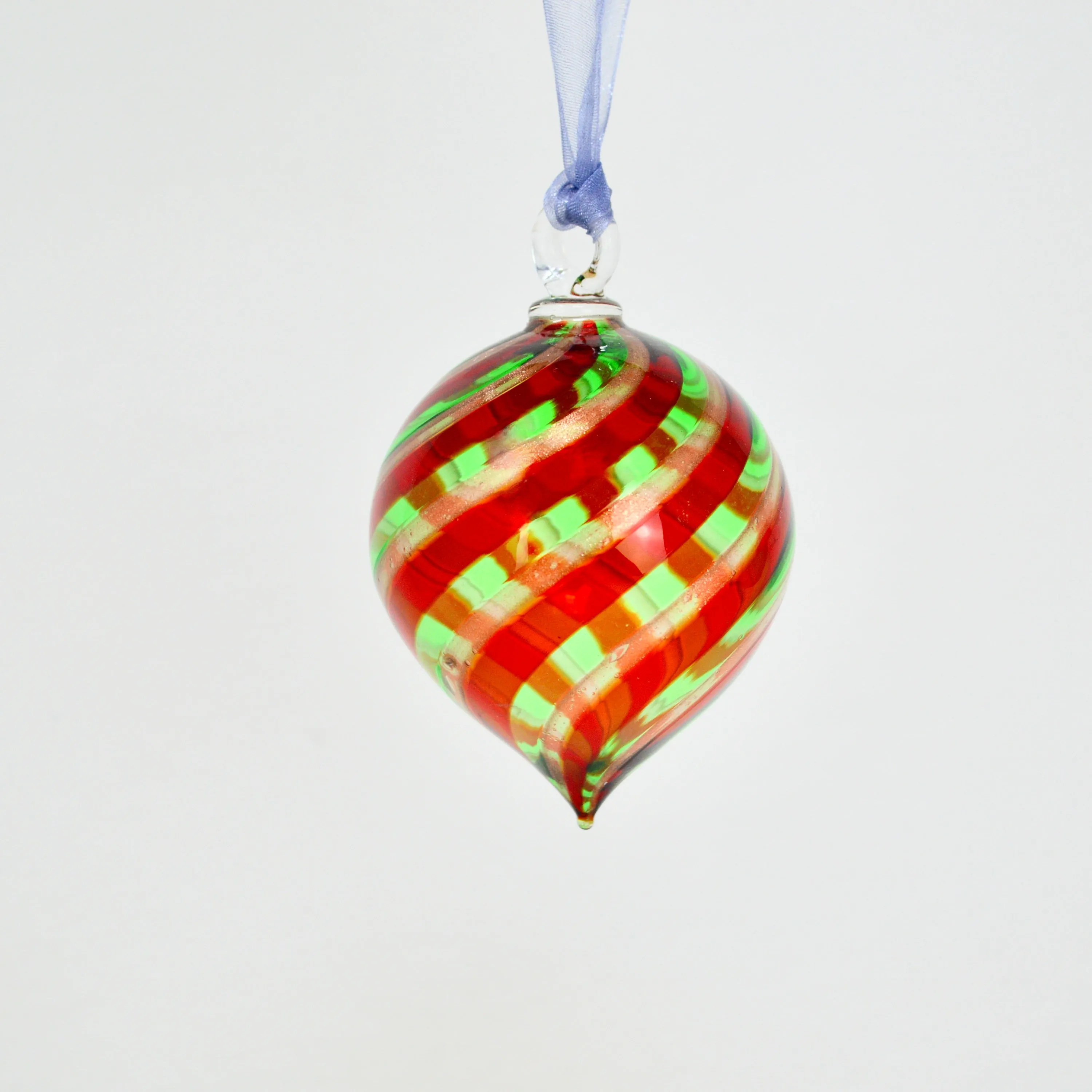 Murano Glass Filigrana Teardrop Medium Ornament, Made in Italy