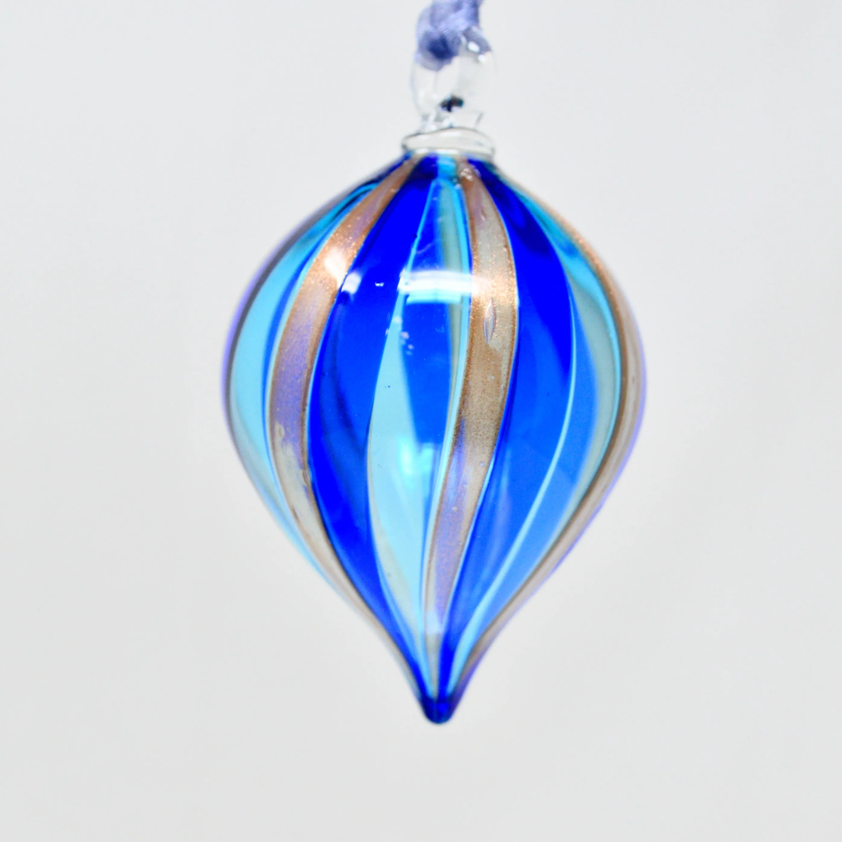 Murano Glass Filigrana Teardrop Medium Ornament, Made in Italy