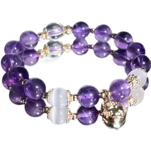 Original Design Natural Amethyst Crystals DIY Bracelet Girl and Lady Gift - Handmade