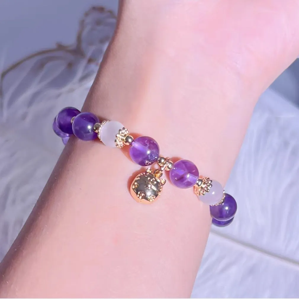 Original Design Natural Amethyst Crystals DIY Bracelet Girl and Lady Gift - Handmade