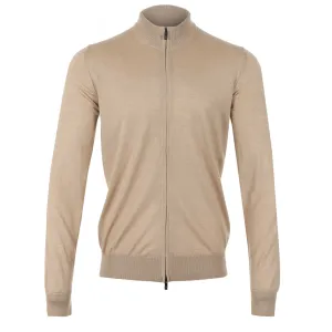 Pal Zileri Zip Thru Cardigan in Beige