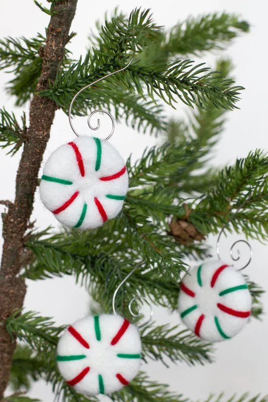 Peppermint Christmas Tree Ornaments- Red & Green Stripes