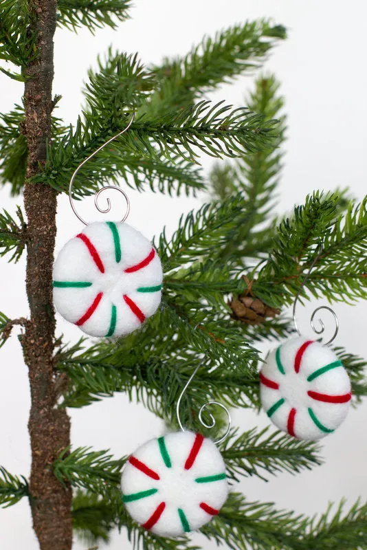 Peppermint Christmas Tree Ornaments- Red & Green Stripes