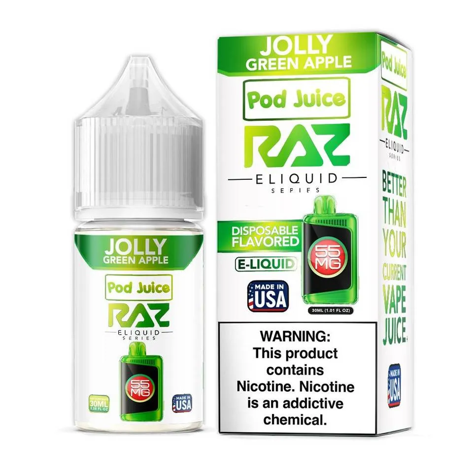 Pod Juice x Raz - Jolly Green Apple Nicotine Salt - 30mL