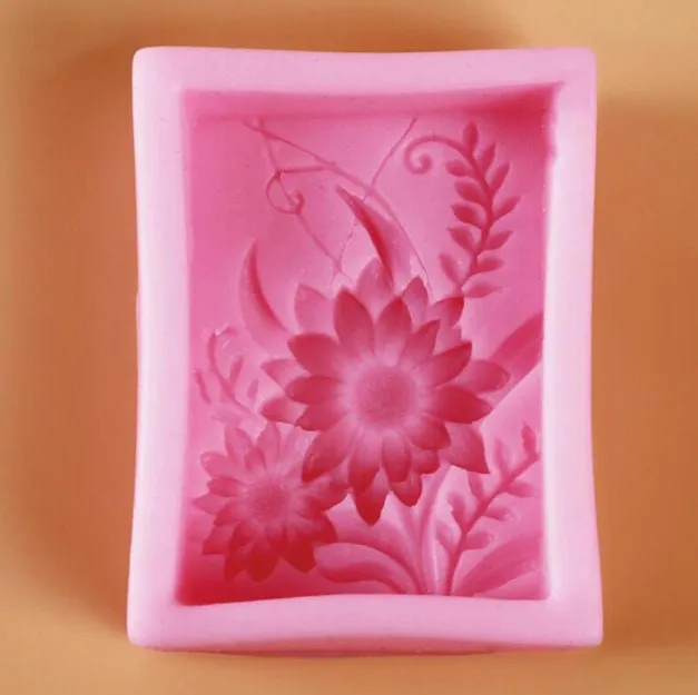 Rectangle Daisy Soap Mold For Handmade Soap Lotion Bar Making Tool Supplies DIY Flower Tile Silicone Mold Mould Polymer Clay Resin Wax