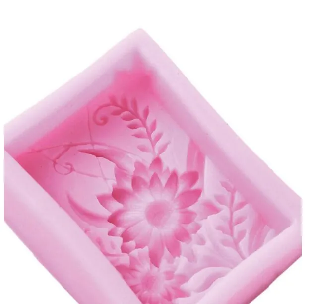 Rectangle Daisy Soap Mold For Handmade Soap Lotion Bar Making Tool Supplies DIY Flower Tile Silicone Mold Mould Polymer Clay Resin Wax