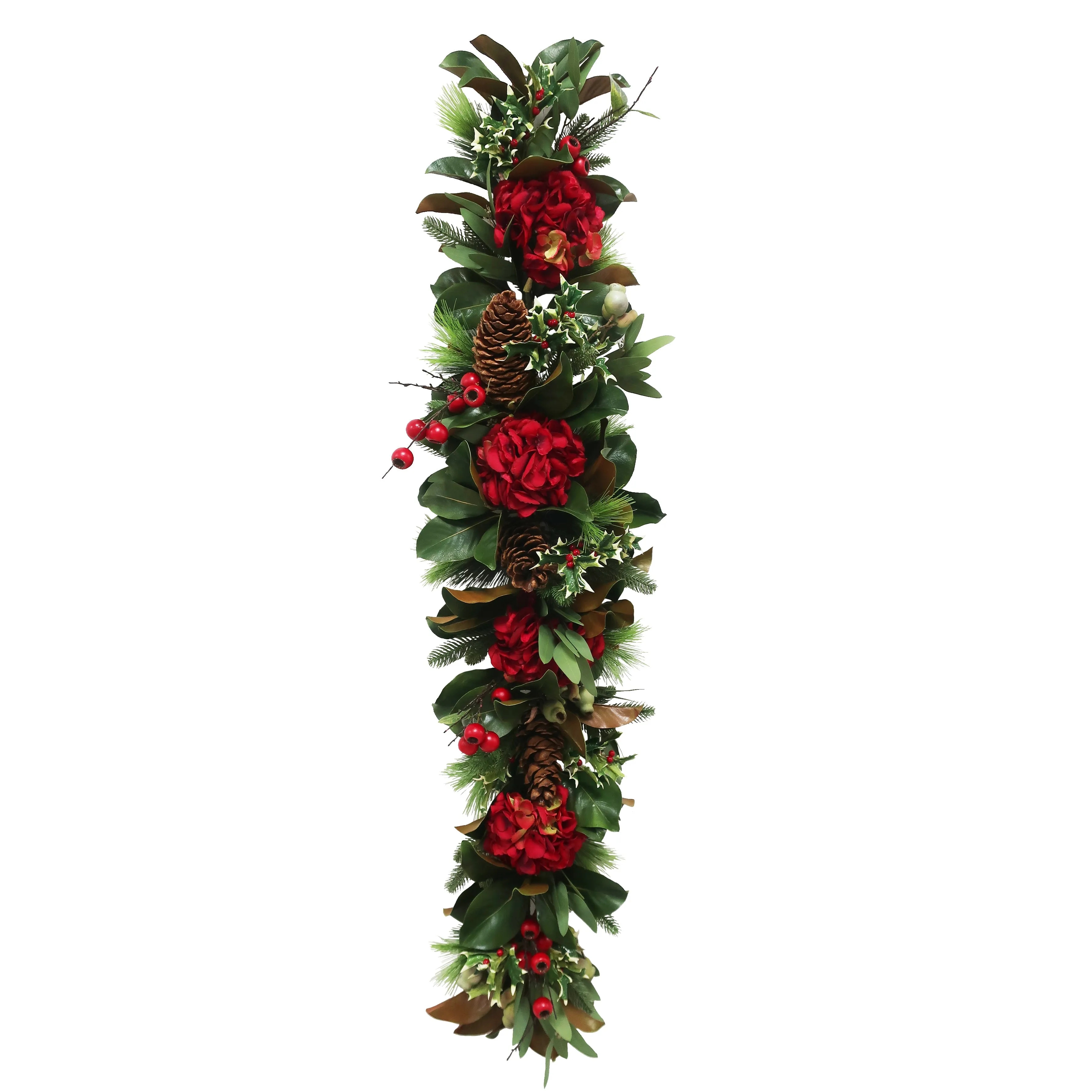 Red Hydrangea Holiday Garland 5'