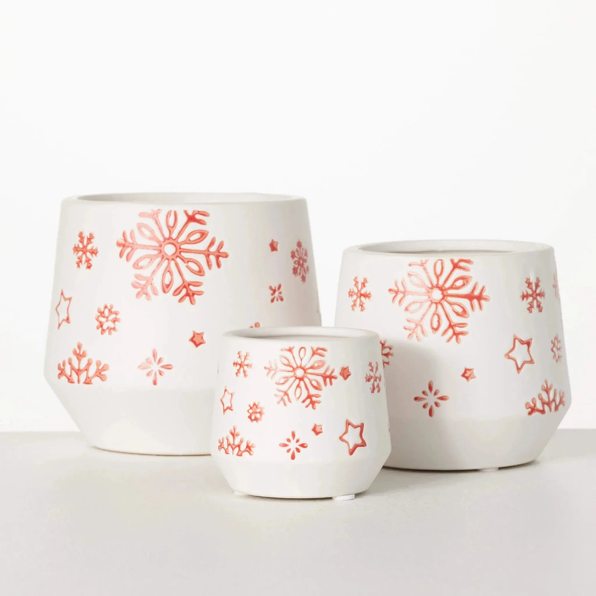 Red Snowflake Holiday Planter