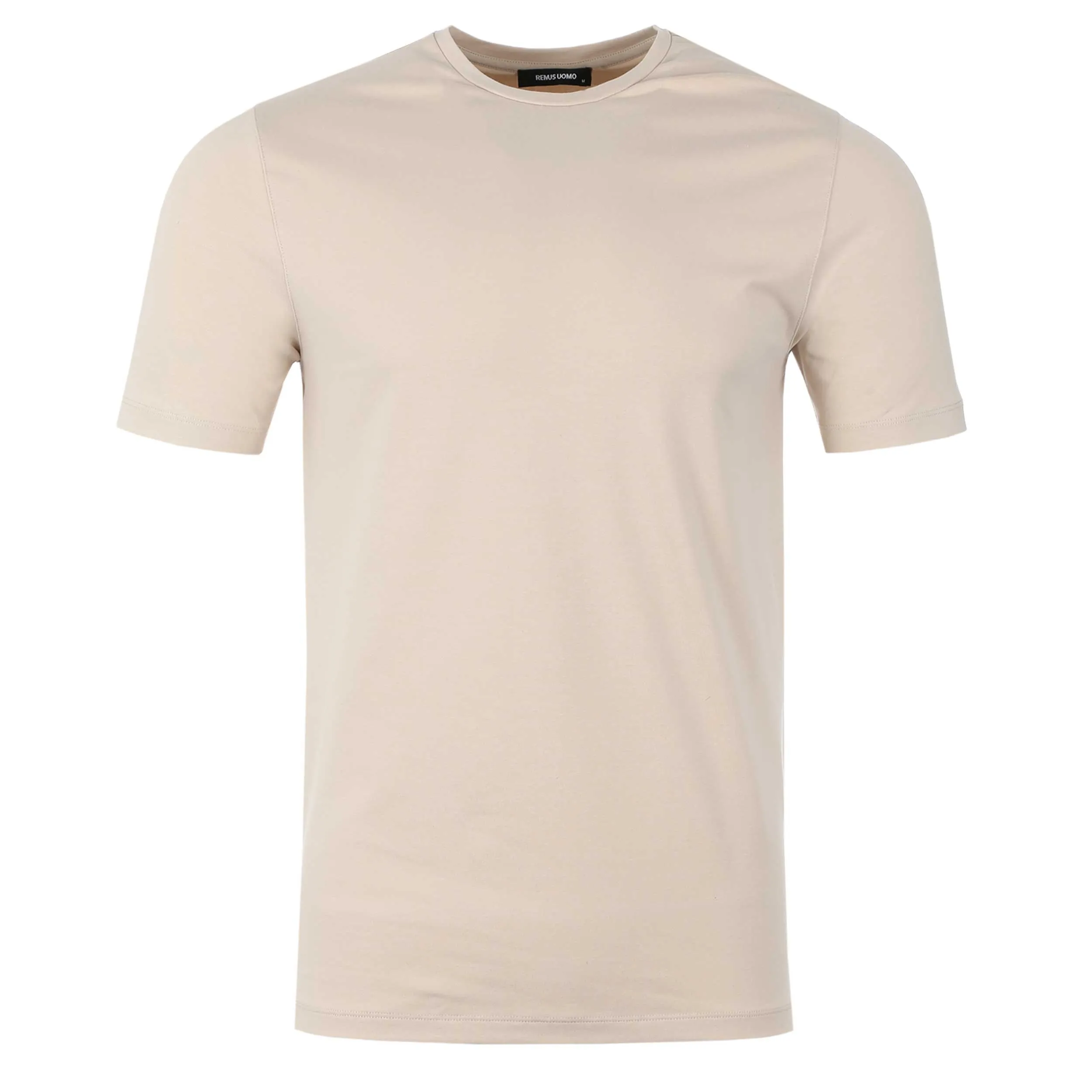 Remus Uomo Basic Crew Neck T Shirt in Stone