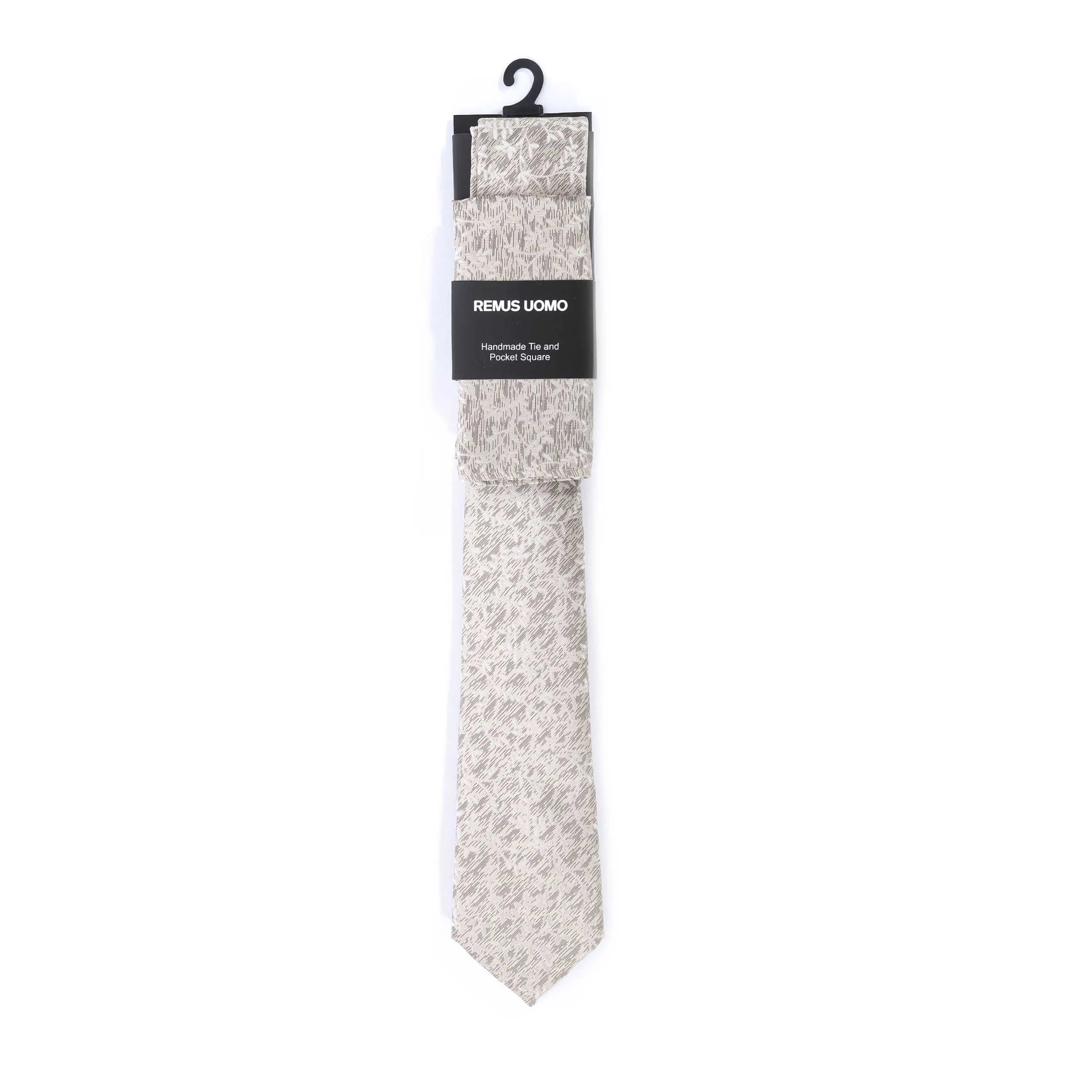 Remus Uomo Floral Tie & Hank Set in Beige