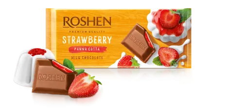 Roshen Milk Chocolate Strawberry panna-cotta 90g