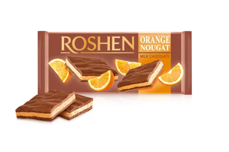 Roshen Milk Chocolate with orange nougat 90g