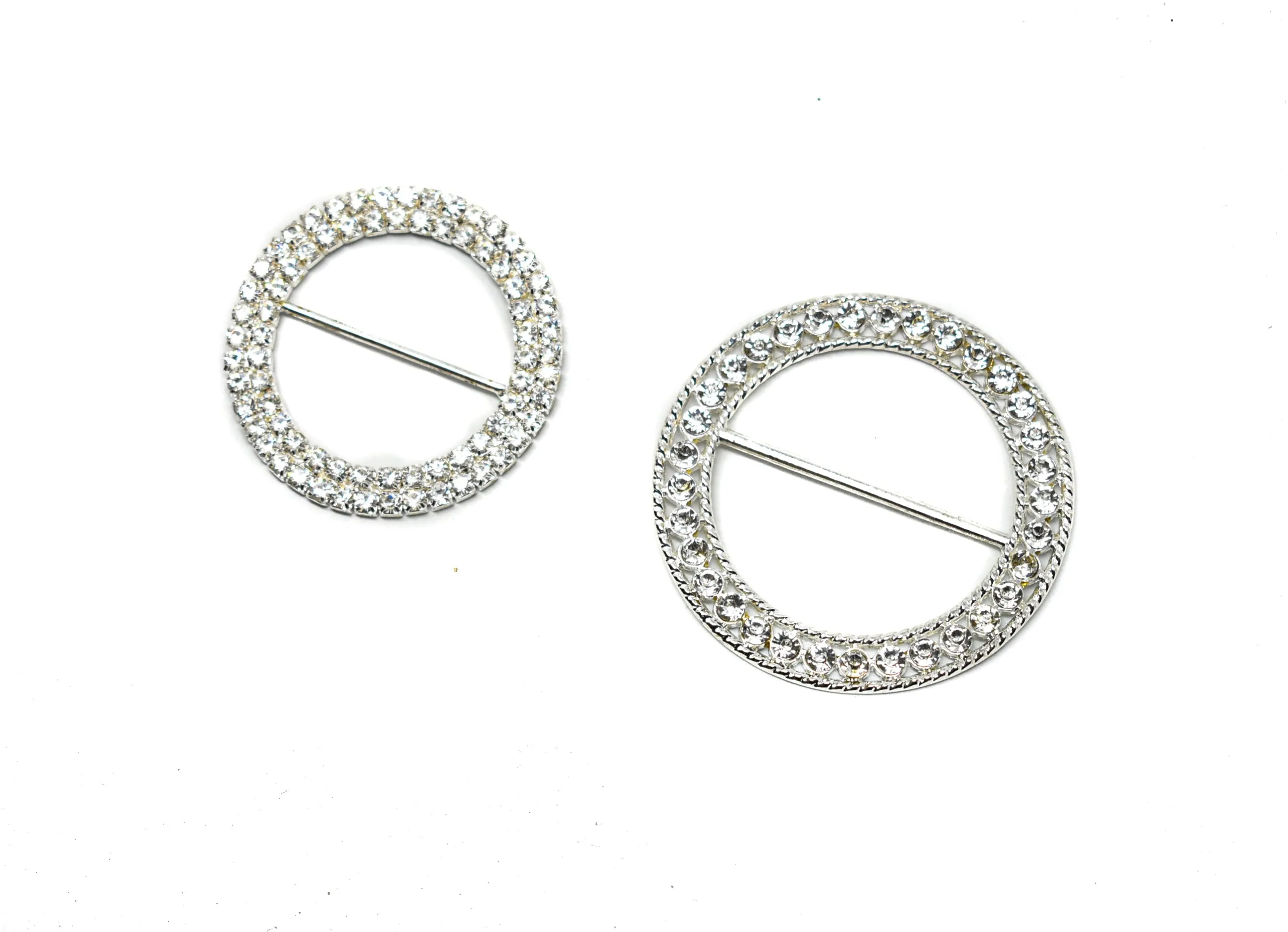 Round Rhinestone Ribbon Slider (Medium and Large)