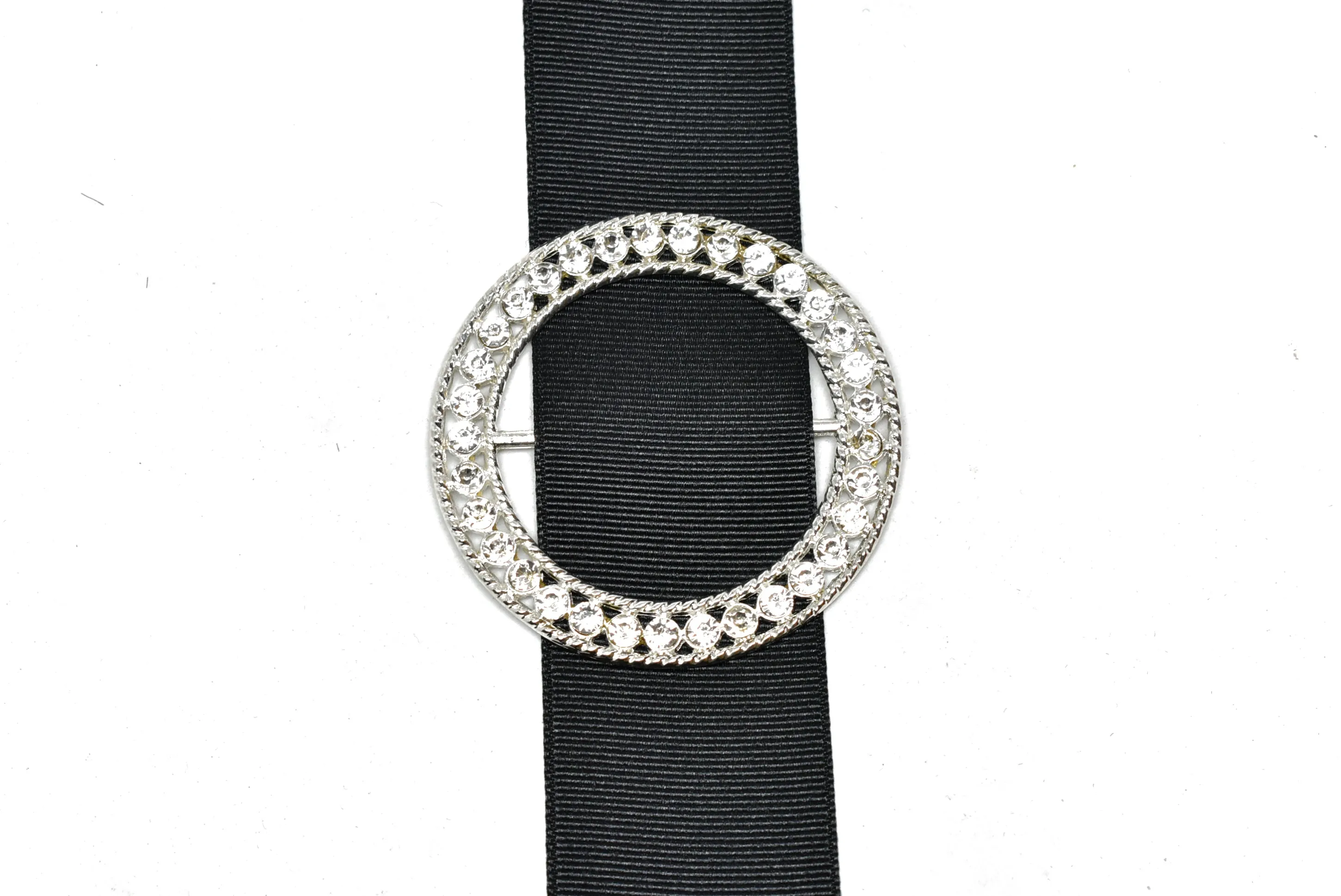 Round Rhinestone Ribbon Slider (Medium and Large)