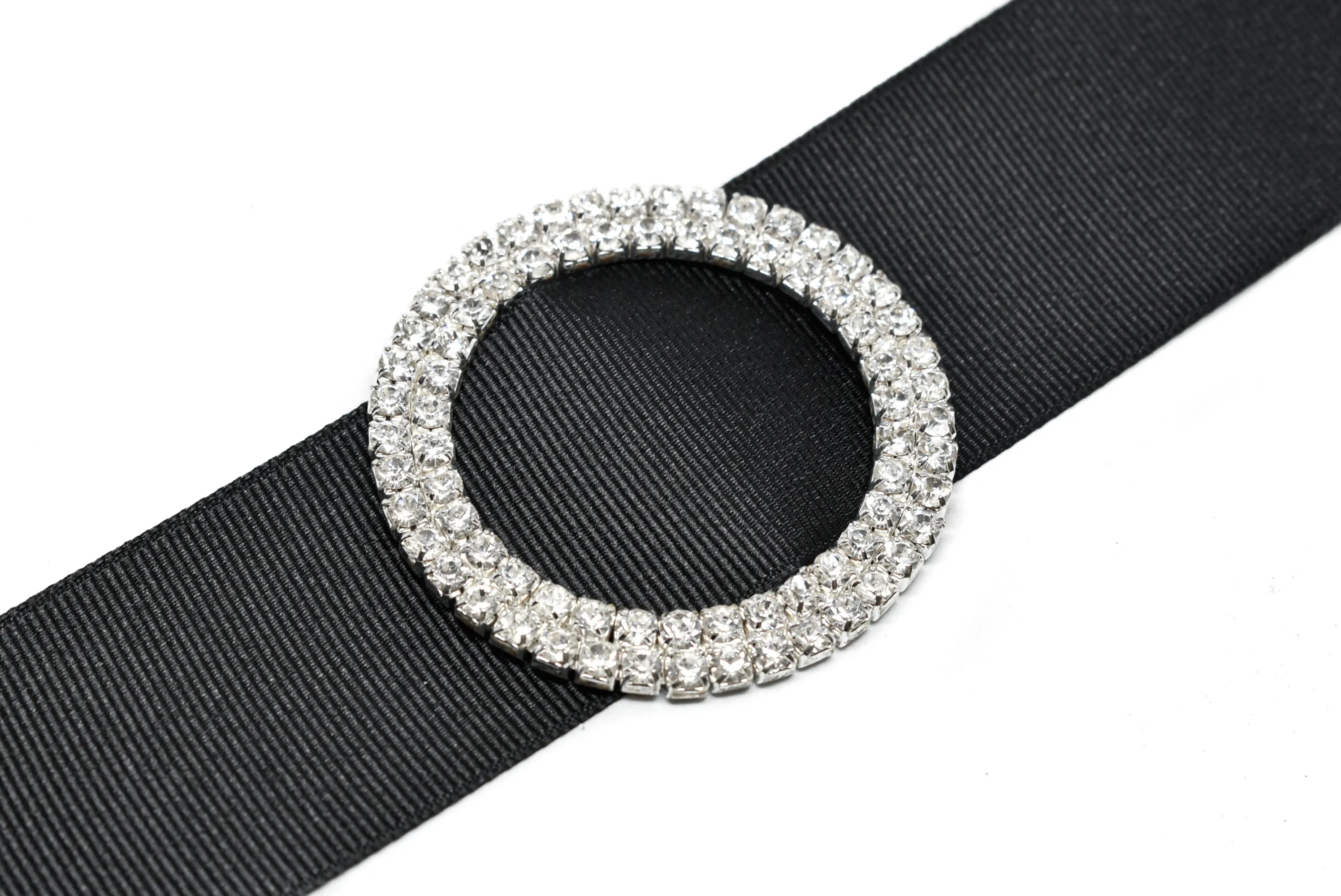 Round Rhinestone Ribbon Slider (Medium and Large)