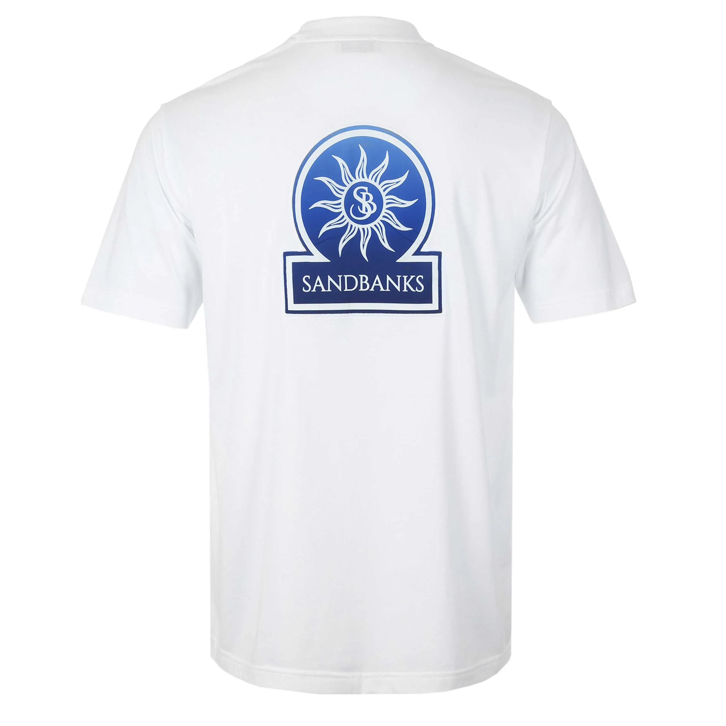 Sandbanks Resort Applique Logo T Shirt in White & Navy