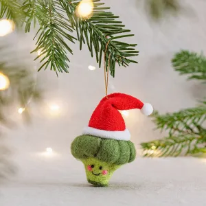 Sass & Belle Felted Wool Festive Broccoli Ornament