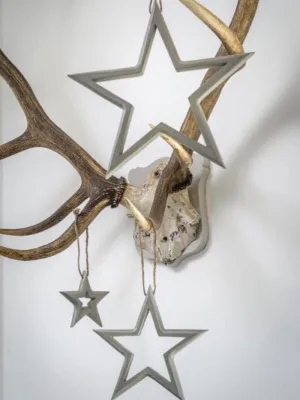 Set of Three Cut-out Grey Hanging Stars