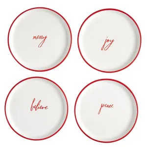 Set/4 Dessert Plates - Merry, Joy, Believe, Peace