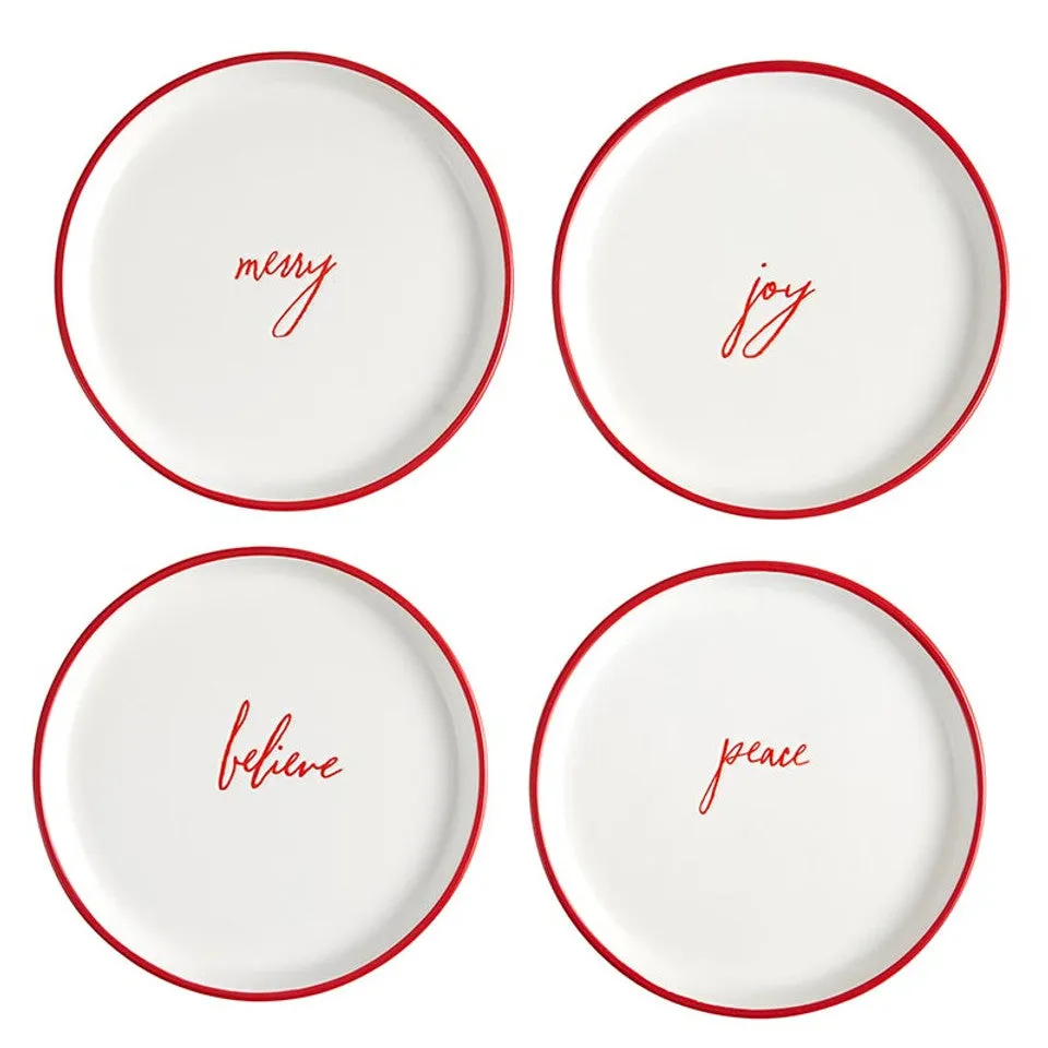 Set/4 Dessert Plates - Merry, Joy, Believe, Peace