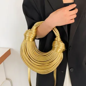 Shiny Surface Fashion Instafamous Metal Noodles Underarm Bag